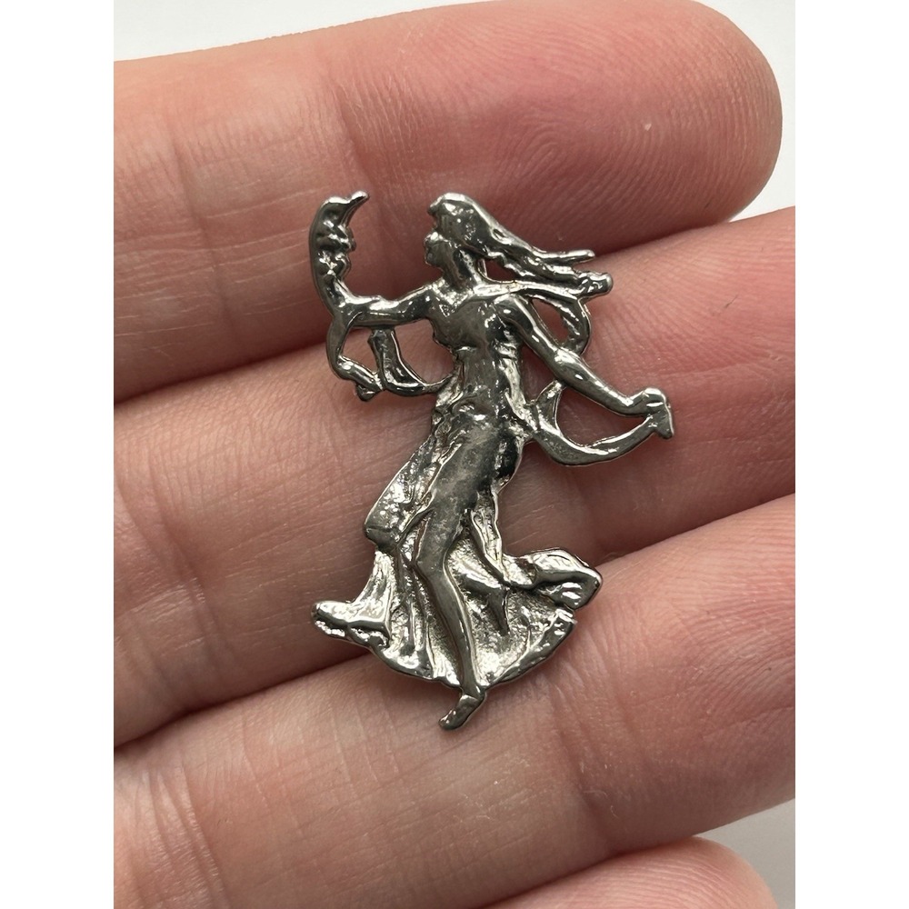 Vintage 925 Sterling‎ Silver Dancing Woman Pendant Figural Gypsy Dancer Charm